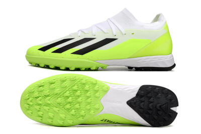 Men's Adidas X Crazyfast.3 TF Artificial Turf Low-Tops Football Shoes - White/Black/Yellow