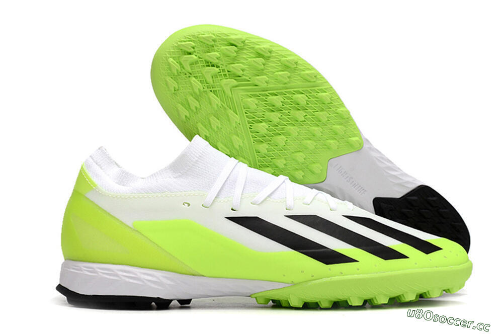 Men's Adidas X Crazyfast.3 TF Artificial Turf Low-Tops Football Shoes - White/Black/Yellow 2