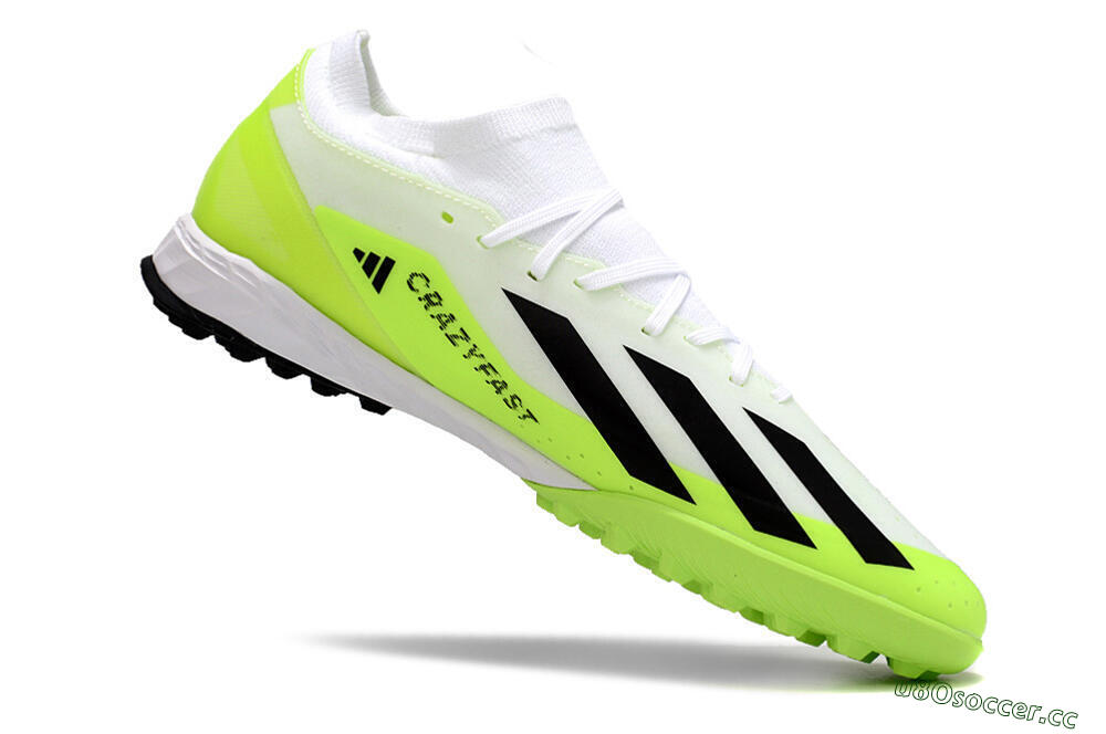 Men's Adidas X Crazyfast.3 TF Artificial Turf Low-Tops Football Shoes - White/Black/Yellow 4
