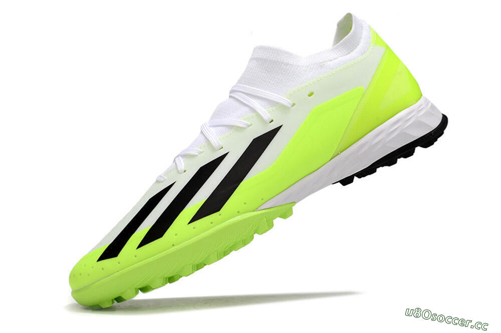 Men's Adidas X Crazyfast.3 TF Artificial Turf Low-Tops Football Shoes - White/Black/Yellow 5