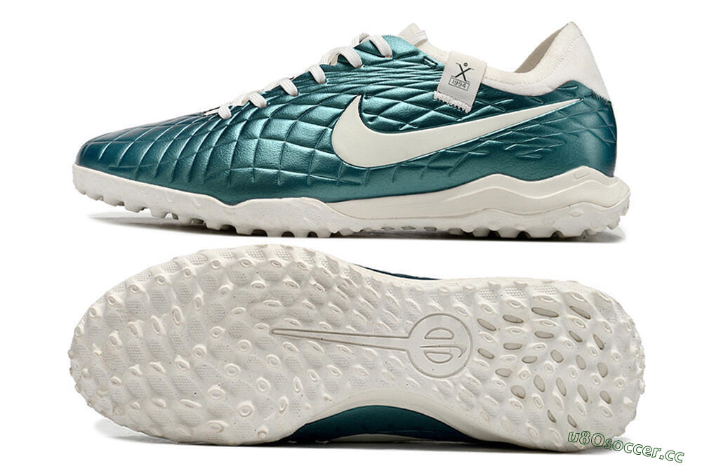 Men's Nike Tiempo Legend 10 Pro TF Artificial Turf Low-Tops Football Shoes - Jade/White 1