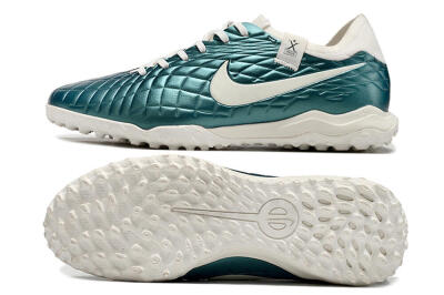 Men's Nike Tiempo Legend 10 Pro TF Artificial Turf Low-Tops Football Shoes - Jade/White
