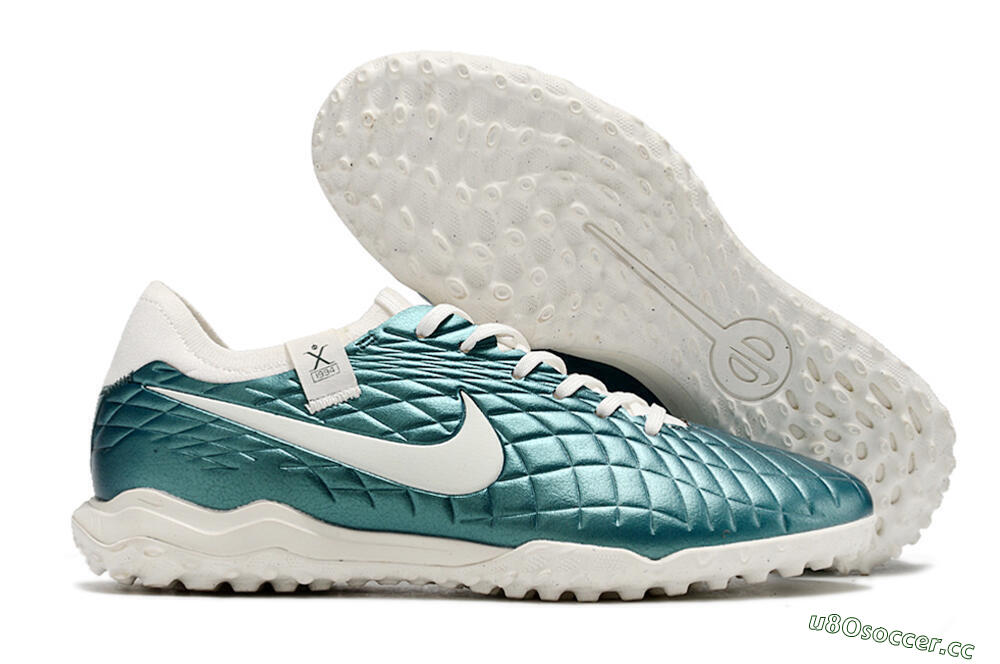Men's Nike Tiempo Legend 10 Pro TF Artificial Turf Low-Tops Football Shoes - Jade/White 2