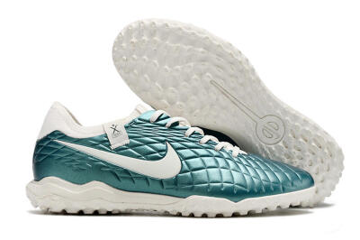 Men's Nike Tiempo Legend 10 Pro TF Artificial Turf Low-Tops Football Shoes - Jade/White
