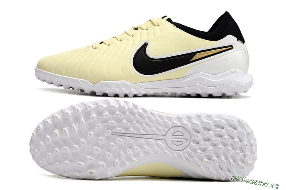 Men's Nike Tiempo Legend 10 Pro TF Artificial Turf Low-Tops Football Shoes - Beige/Black/White 1