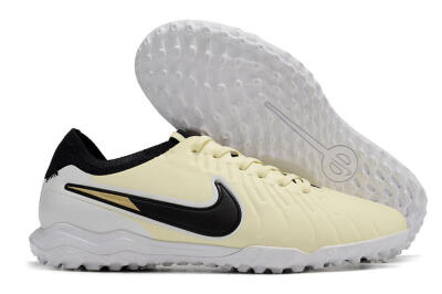 Men's Nike Tiempo Legend 10 Pro TF Artificial Turf Low-Tops Football Shoes - Beige/Black/White