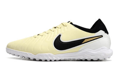 Men's Nike Tiempo Legend 10 Pro TF Artificial Turf Low-Tops Football Shoes - Beige/Black/White