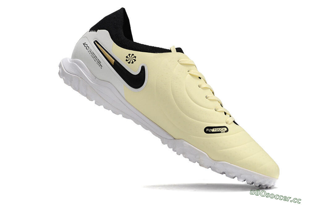 Men's Nike Tiempo Legend 10 Pro TF Artificial Turf Low-Tops Football Shoes - Beige/Black/White 4