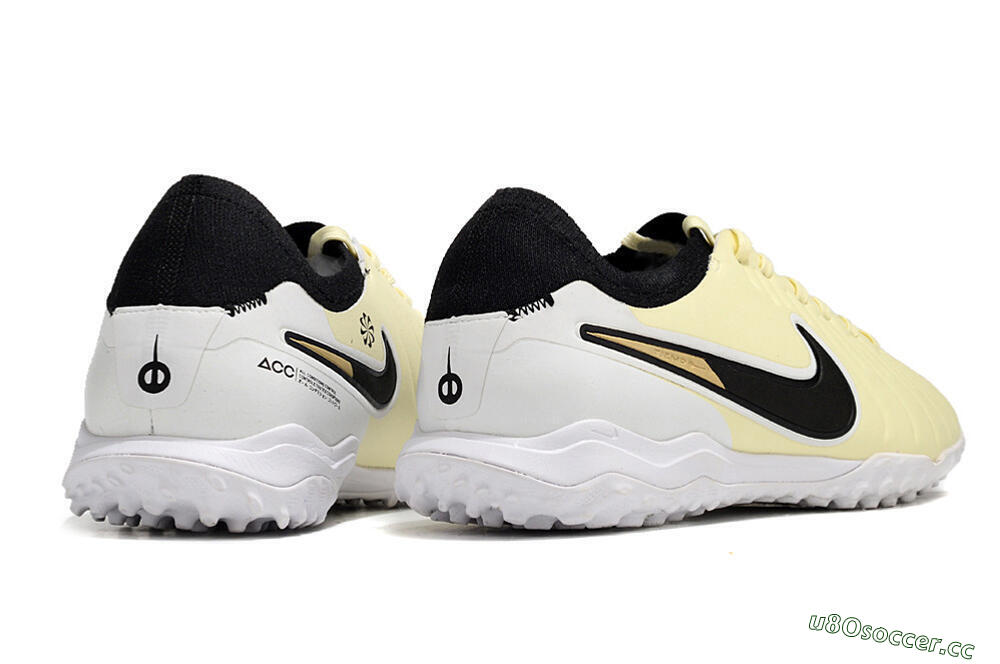 Men's Nike Tiempo Legend 10 Pro TF Artificial Turf Low-Tops Football Shoes - Beige/Black/White 6