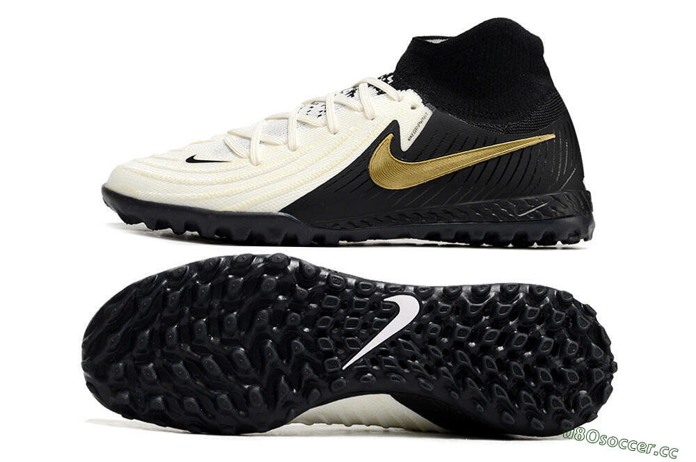 Men's Nike Phantom Luna Elite NU TF Artificial Turf High-Tops Football Shoes - White/Black/Gold 1