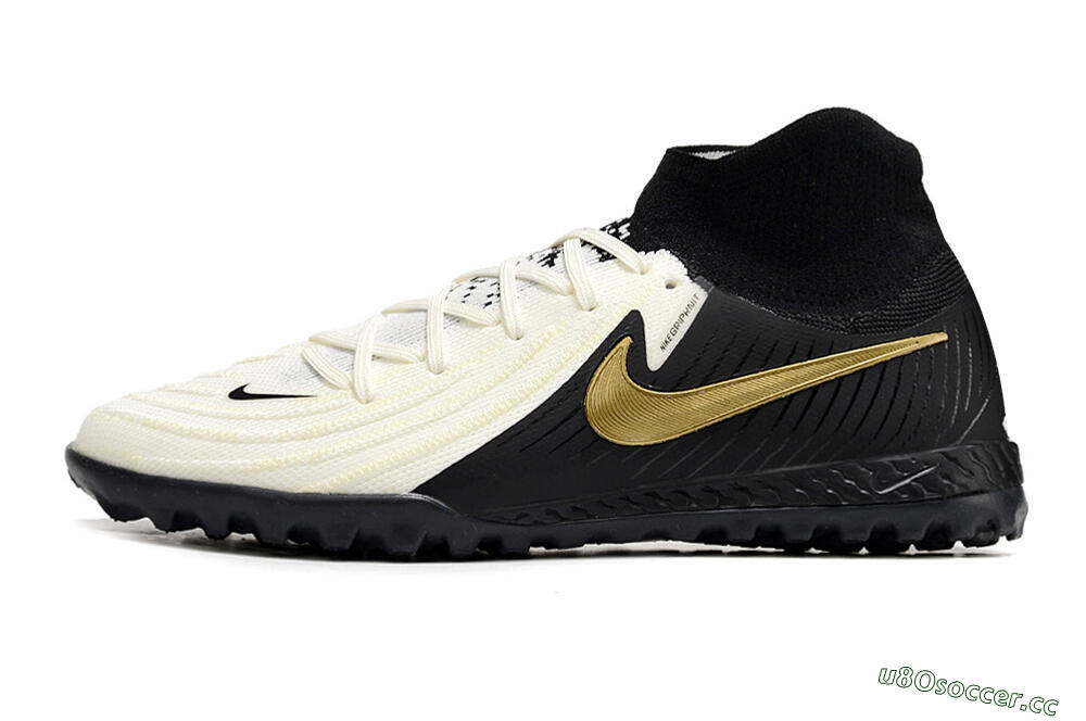 Men's Nike Phantom Luna Elite NU TF Artificial Turf High-Tops Football Shoes - White/Black/Gold 0