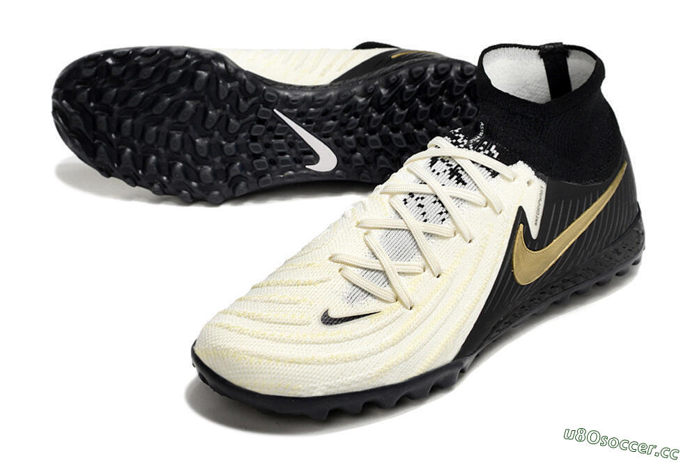 Men's Nike Phantom Luna Elite NU TF Artificial Turf High-Tops Football Shoes - White/Black/Gold 3