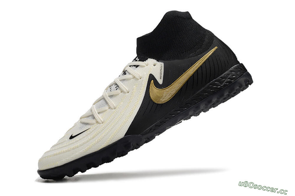 Men's Nike Phantom Luna Elite NU TF Artificial Turf High-Tops Football Shoes - White/Black/Gold 5