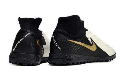 Men's Nike Phantom Luna Elite NU TF Artificial Turf High-Tops Football Shoes - White/Black/Gold