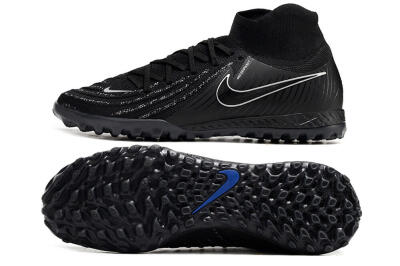 Men's Nike Phantom Luna Elite NU TF Artificial Turf High-Tops Football Shoes - Black/White/Blue