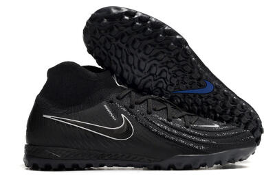 Men's Nike Phantom Luna Elite NU TF Artificial Turf High-Tops Football Shoes - Black/White/Blue