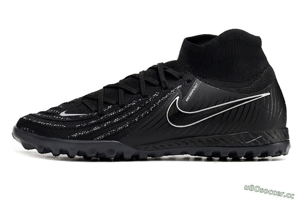 Men's Nike Phantom Luna Elite NU TF Artificial Turf High-Tops Football Shoes - Black/White/Blue 0