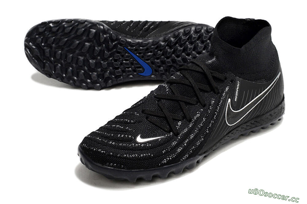Men's Nike Phantom Luna Elite NU TF Artificial Turf High-Tops Football Shoes - Black/White/Blue 3