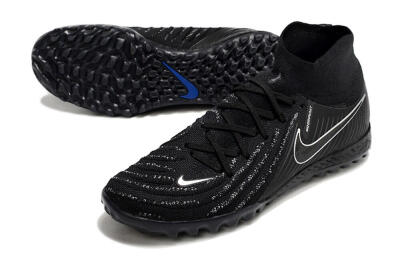 Men's Nike Phantom Luna Elite NU TF Artificial Turf High-Tops Football Shoes - Black/White/Blue