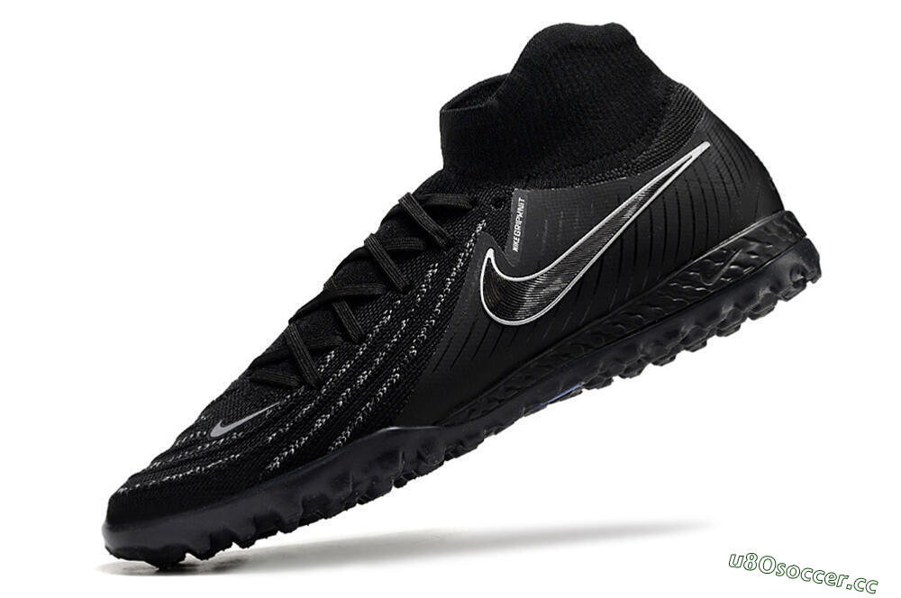 Men's Nike Phantom Luna Elite NU TF Artificial Turf High-Tops Football Shoes - Black/White/Blue 5