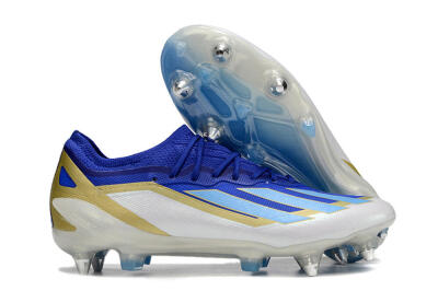 Men's Adidas X Crazyfast.1 Messi SG Soft Ground Low-Tops Football Boots - Blue/Jade/Gold/White
