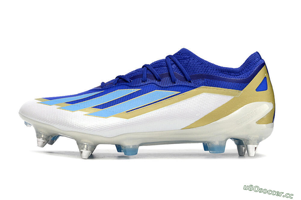 Men's Adidas X Crazyfast.1 Messi SG Soft Ground Low-Tops Football Boots - Blue/Jade/Gold/White 0