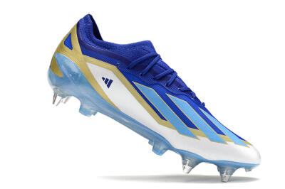 Men's Adidas X Crazyfast.1 Messi SG Soft Ground Low-Tops Football Boots - Blue/Jade/Gold/White