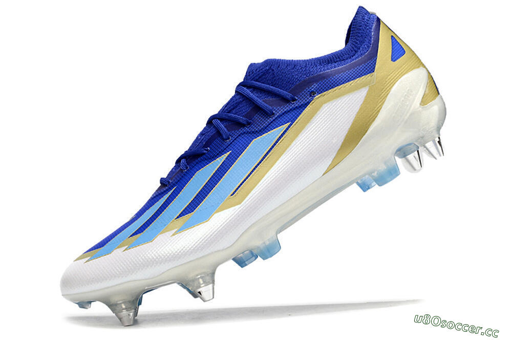 Men's Adidas X Crazyfast.1 Messi SG Soft Ground Low-Tops Football Boots - Blue/Jade/Gold/White 5