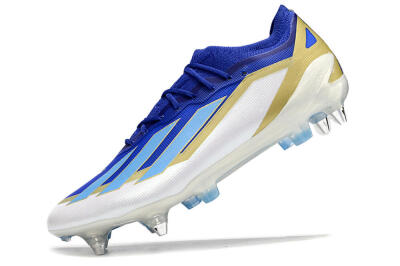 Men's Adidas X Crazyfast.1 Messi SG Soft Ground Low-Tops Football Boots - Blue/Jade/Gold/White