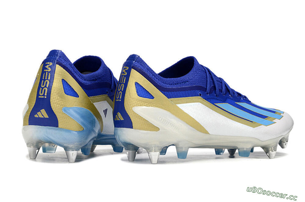 Men's Adidas X Crazyfast.1 Messi SG Soft Ground Low-Tops Football Boots - Blue/Jade/Gold/White 6