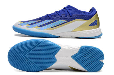 Men's Adidas X Crazyfast.1 Messi IC Indoor & Futsal Low-Tops Football Shoes - Blue/Jade/Gold/White