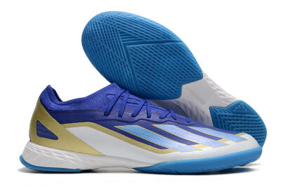 Men's Adidas X Crazyfast.1 Messi IC Indoor & Futsal Low-Tops Football Shoes - Blue/Jade/Gold/White