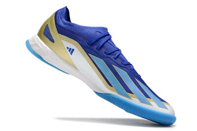 Men's Adidas X Crazyfast.1 Messi IC Indoor & Futsal Low-Tops Football Shoes - Blue/Jade/Gold/White