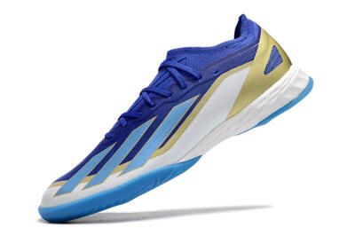 Men's Adidas X Crazyfast.1 Messi IC Indoor & Futsal Low-Tops Football Shoes - Blue/Jade/Gold/White