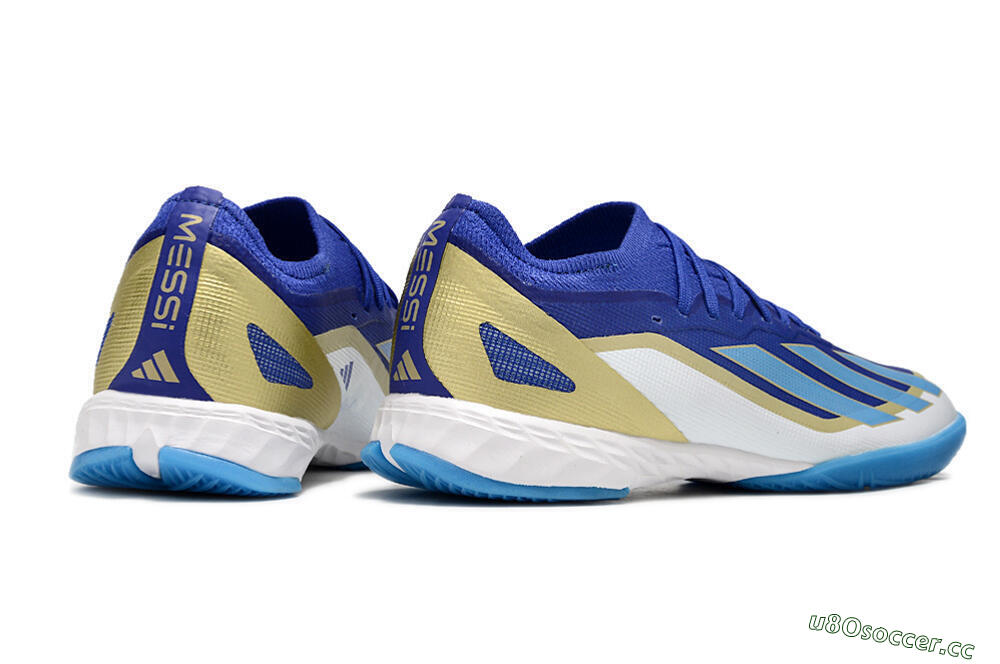 Men's Adidas X Crazyfast.1 Messi IC Indoor & Futsal Low-Tops Football Shoes - Blue/Jade/Gold/White 6