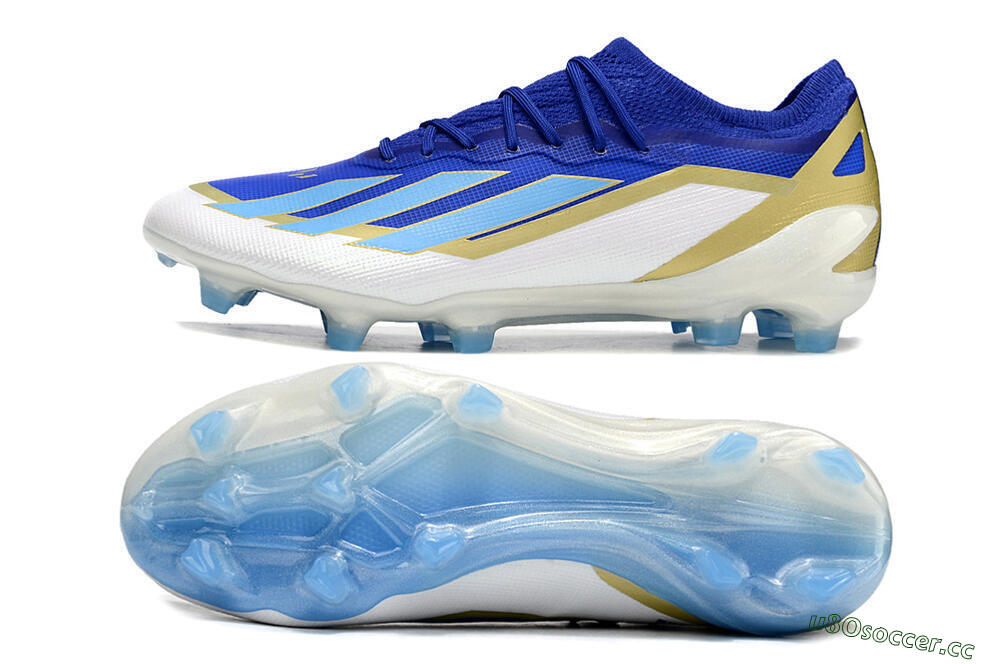 Men's Adidas X Crazyfast.1 Messi FG Firm Ground Low-Tops Football Boots - Blue/Jade/Gold/White 1