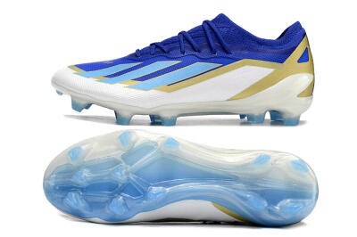 Men's Adidas X Crazyfast.1 Messi FG Firm Ground Low-Tops Football Boots - Blue/Jade/Gold/White