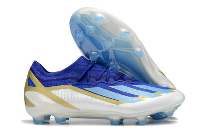 Men's Adidas X Crazyfast.1 Messi FG Firm Ground Low-Tops Football Boots - Blue/Jade/Gold/White