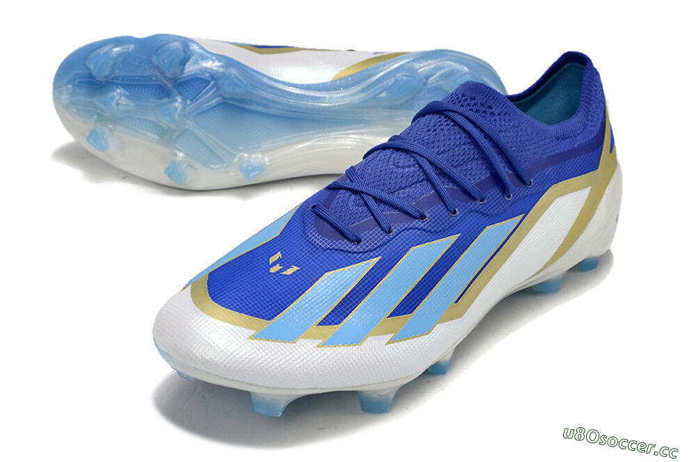 Men's Adidas X Crazyfast.1 Messi FG Firm Ground Low-Tops Football Boots - Blue/Jade/Gold/White 3