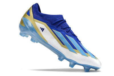 Men's Adidas X Crazyfast.1 Messi FG Firm Ground Low-Tops Football Boots - Blue/Jade/Gold/White