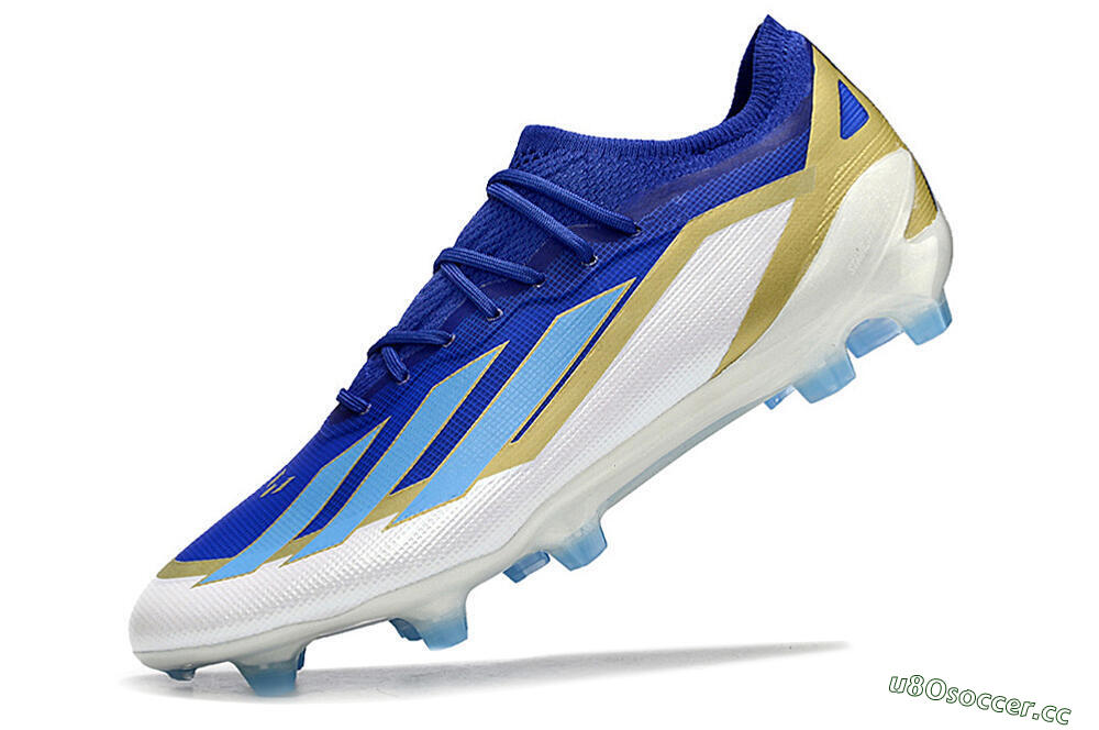 Men's Adidas X Crazyfast.1 Messi FG Firm Ground Low-Tops Football Boots - Blue/Jade/Gold/White 5