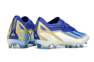 Men's Adidas X Crazyfast.1 Messi FG Firm Ground Low-Tops Football Boots - Blue/Jade/Gold/White