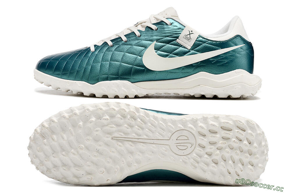 Men's Nike Tiempo Legend 10 Elite TF Artificial Turf Low-Tops Football Shoes - Jade/White 1