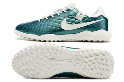 Men's Nike Tiempo Legend 10 Elite TF Artificial Turf Low-Tops Football Shoes - Jade/White