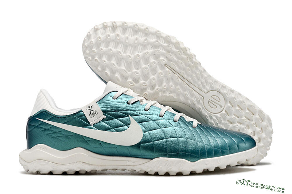 Men's Nike Tiempo Legend 10 Elite TF Artificial Turf Low-Tops Football Shoes - Jade/White 2
