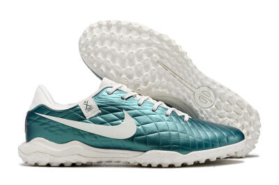Men's Nike Tiempo Legend 10 Elite TF Artificial Turf Low-Tops Football Shoes - Jade/White