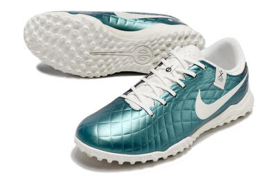 Men's Nike Tiempo Legend 10 Elite TF Artificial Turf Low-Tops Football Shoes - Jade/White