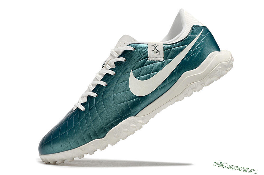 Men's Nike Tiempo Legend 10 Elite TF Artificial Turf Low-Tops Football Shoes - Jade/White 5