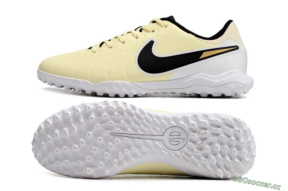 Men's Nike Tiempo Legend 10 Elite TF Artificial Turf Low-Tops Football Shoes - Beige/Black/White 1