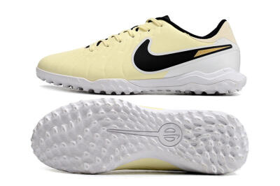Men's Nike Tiempo Legend 10 Elite TF Artificial Turf Low-Tops Football Shoes - Beige/Black/White